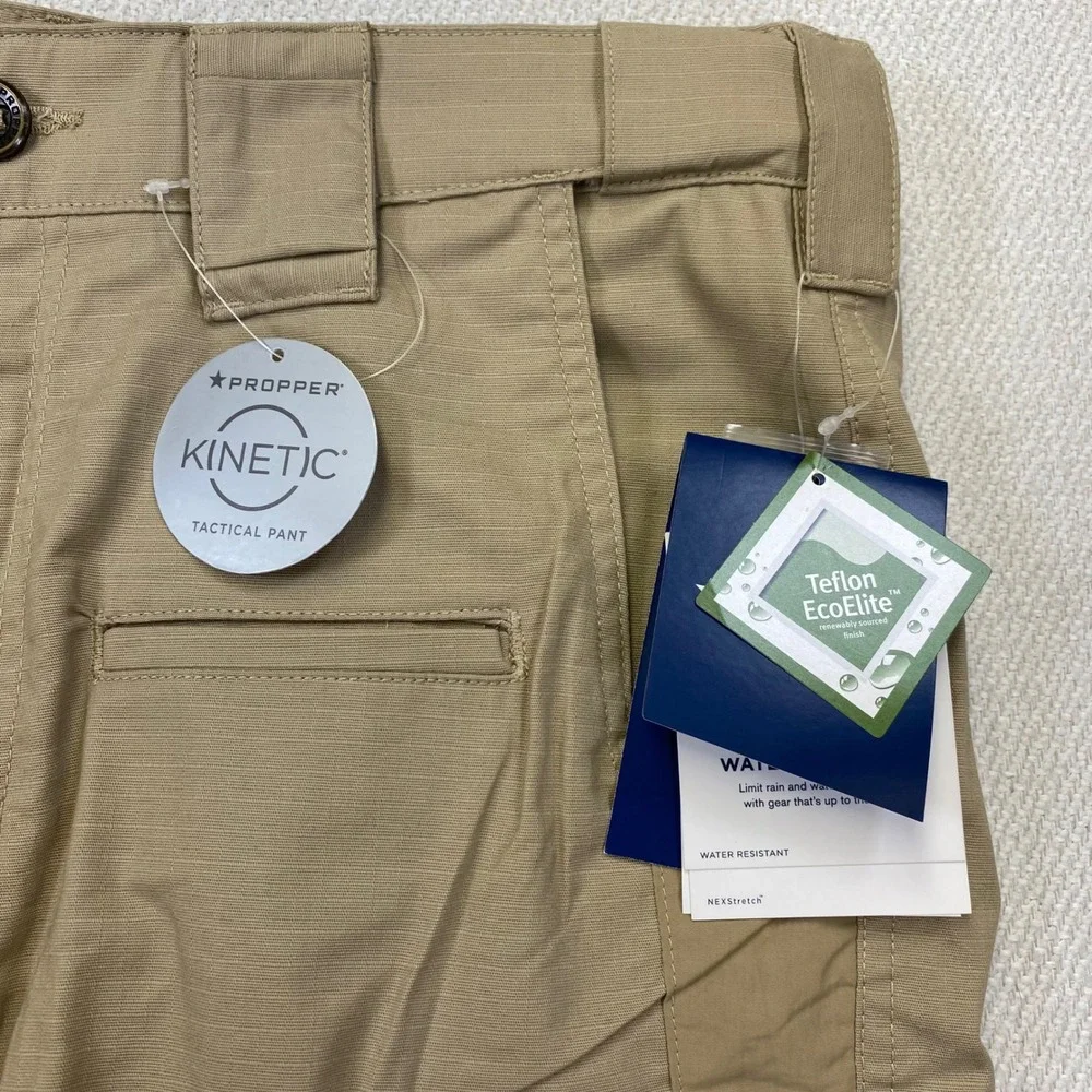 Propper Kinetic Tactical Pants Mens 34x34 Khaki Ripstop Water Resistant F52944X
